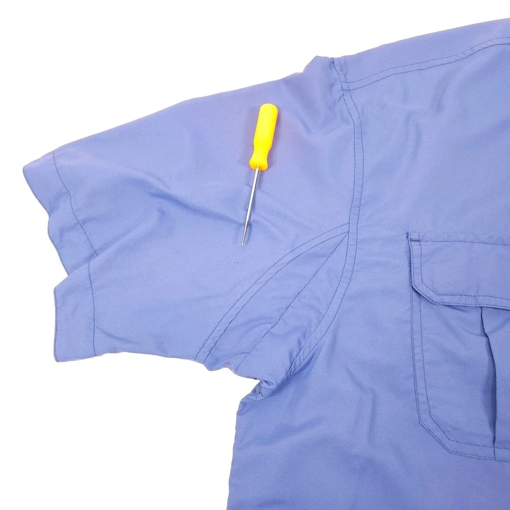 Duluth Trading Shirt Mens XL Blue Short Sleeve‎ Vented Fish Outdoor Hiking